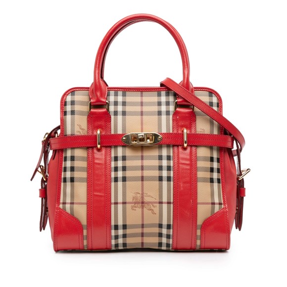 Pre-Loved Burberry Haymarket Check Coated Canvas Minford Portrait Satchel - Picture 1 of 10